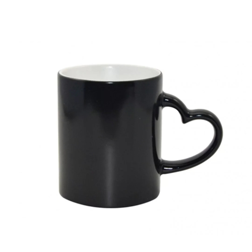Caneca Mágica Alça Coração Semi Brilho Preto-574L