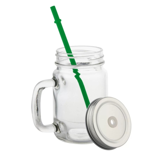 Jarra com Tampa Canudo Verde 475ML Cristal-2090L