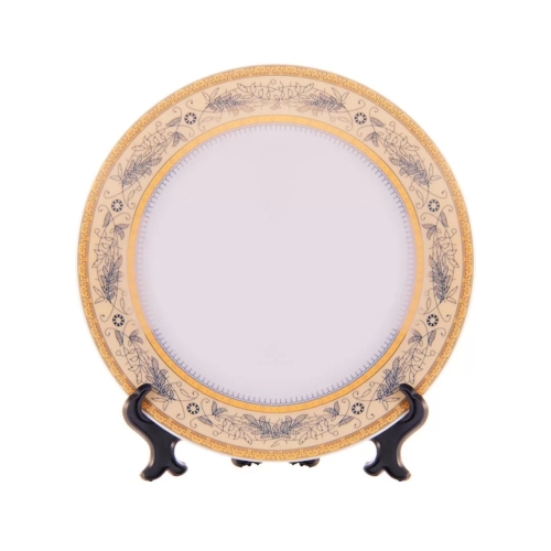 Prato Cerâmica Borda Dourada Com Desenho-2785L