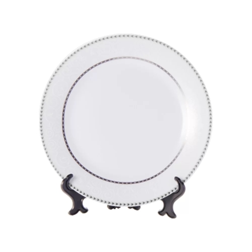 Prato Cerâmica Borda Prata Com Desenho-2784L