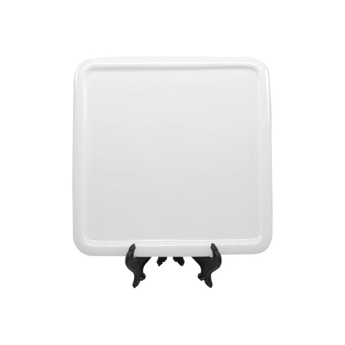 Prato Cerâmica para Decoração Branco Quadrado com Suporte-3186L