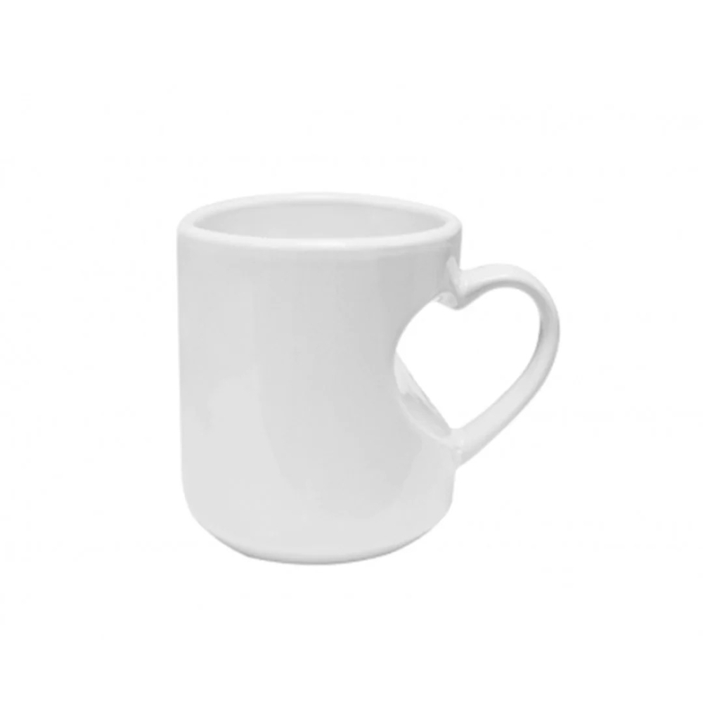 Caneca Cerâmica 325ML Branco Alça e Corpo Coração-255L