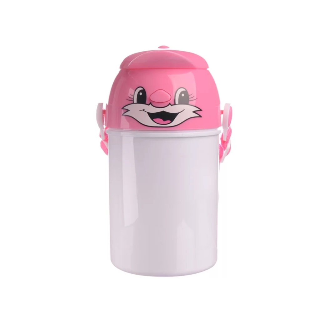 Garrafa Infantil Sublimação 400ML | Tampa com Rostinho Várias Cores-2370L