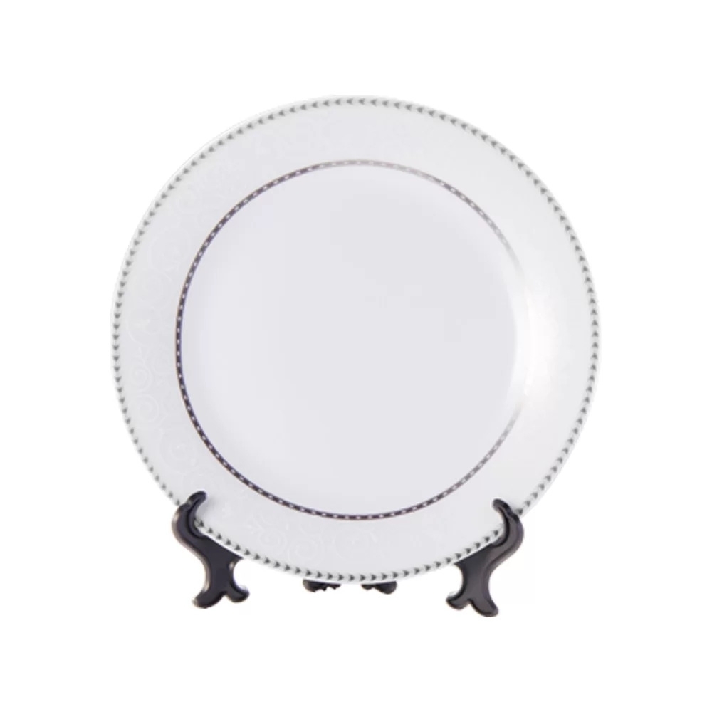 Prato Cerâmica Borda Prata Com Desenho-2784L